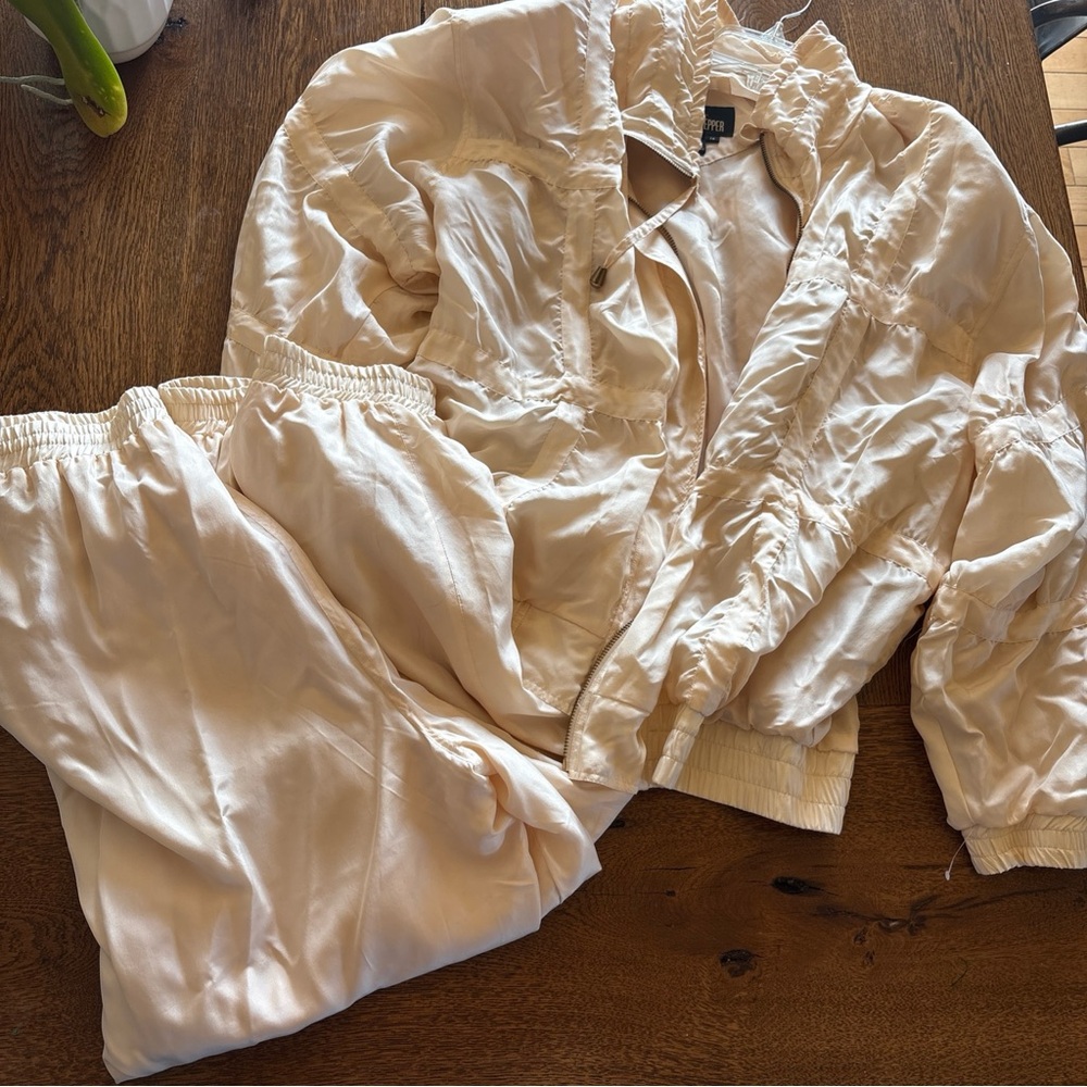 90s Vintage Chili Pepper Women's Track Silk Pants & Jacket Set